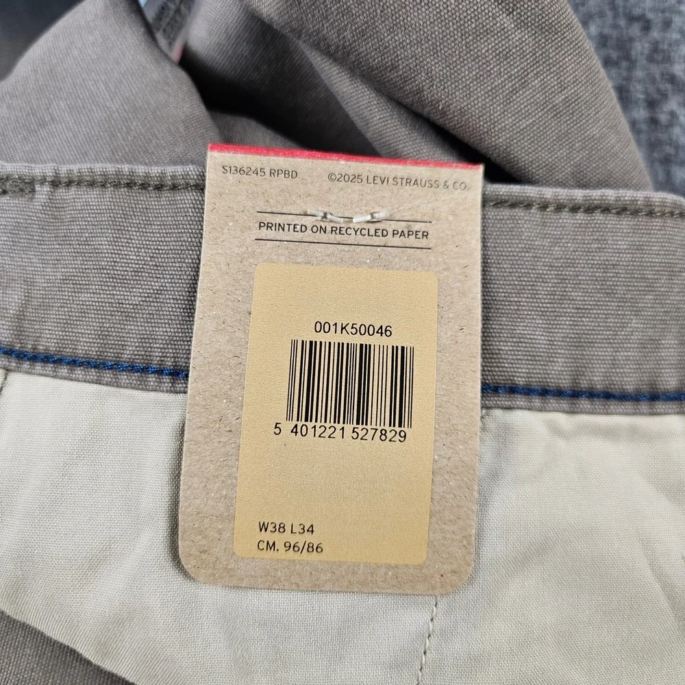 Levis XX Chino Relaxed Straight Pants Mens 38x34 Brown Stretch 001K50046 NEW